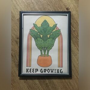 Keep growing plant sun glow approx 8x11 art painting with fr…